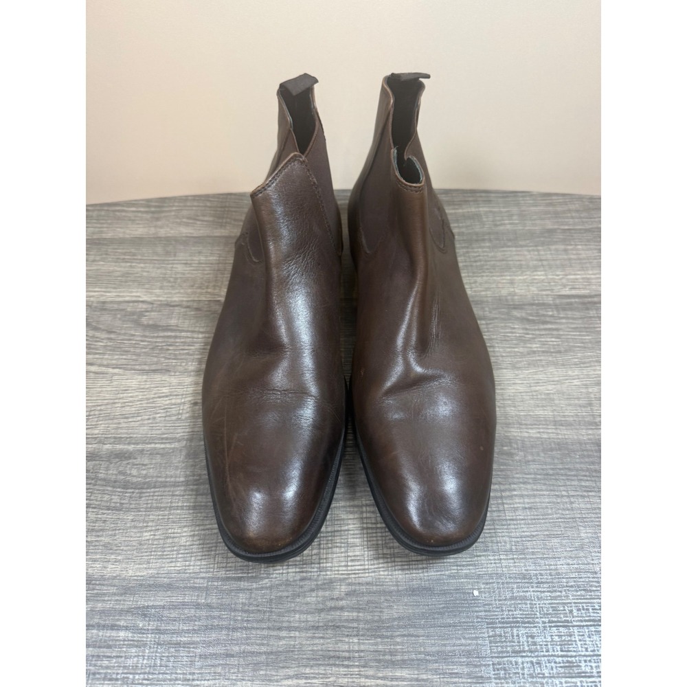 Beckett Mens Leather Chelsea Boots Brown Almond Toe Ankle Booties 10.5M